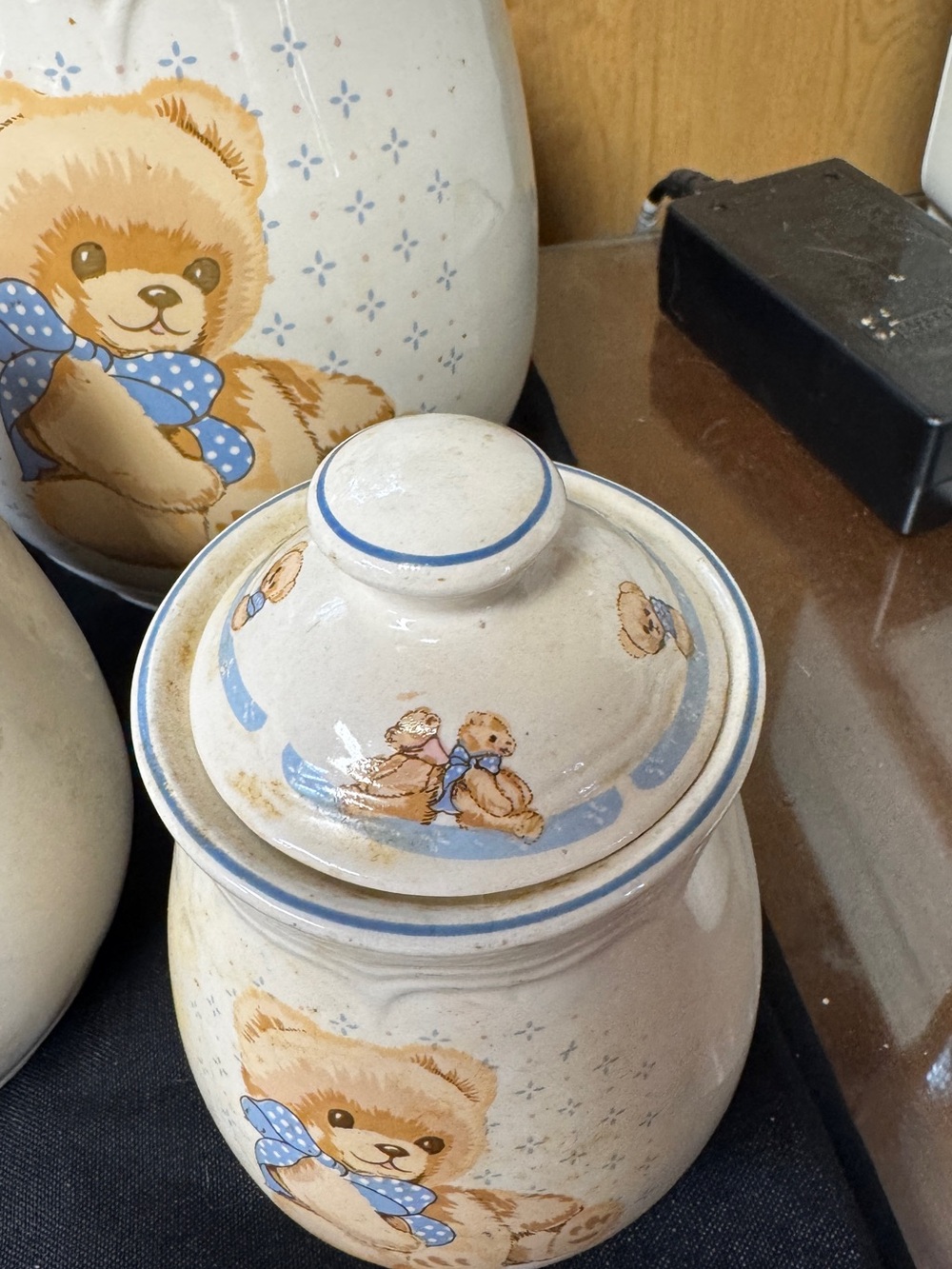 Teddy Bear Ceramic Jars and Mugs Set with Blue Accents - Picture 7 of 12